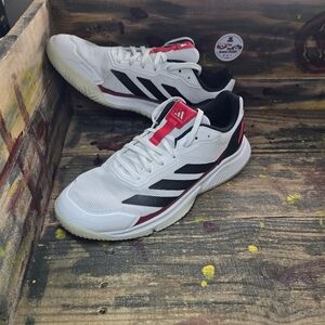 Men Adidas Courtquick Padel Shoes Cloud White Core Black Red Ie3925 Sz 11 Used